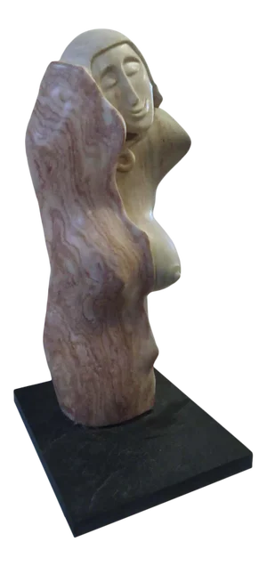 Signed Female Marble Sculpture