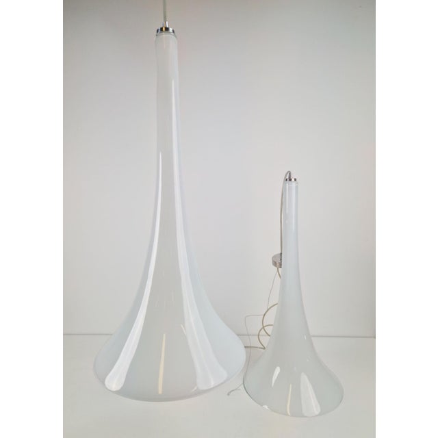 Large Handmade Trumpet Glass Pendant Lamps by Jaslo Glass, 1980, Set of 2 For Sale - Image 13 of 13