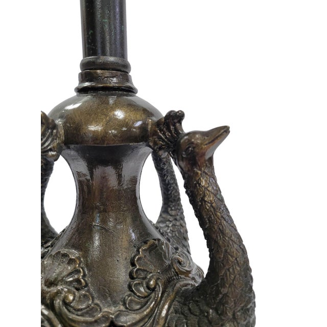 Sculpture Materials Pair of Peacock Motif Table Lamps For Sale - Image 7 of 17