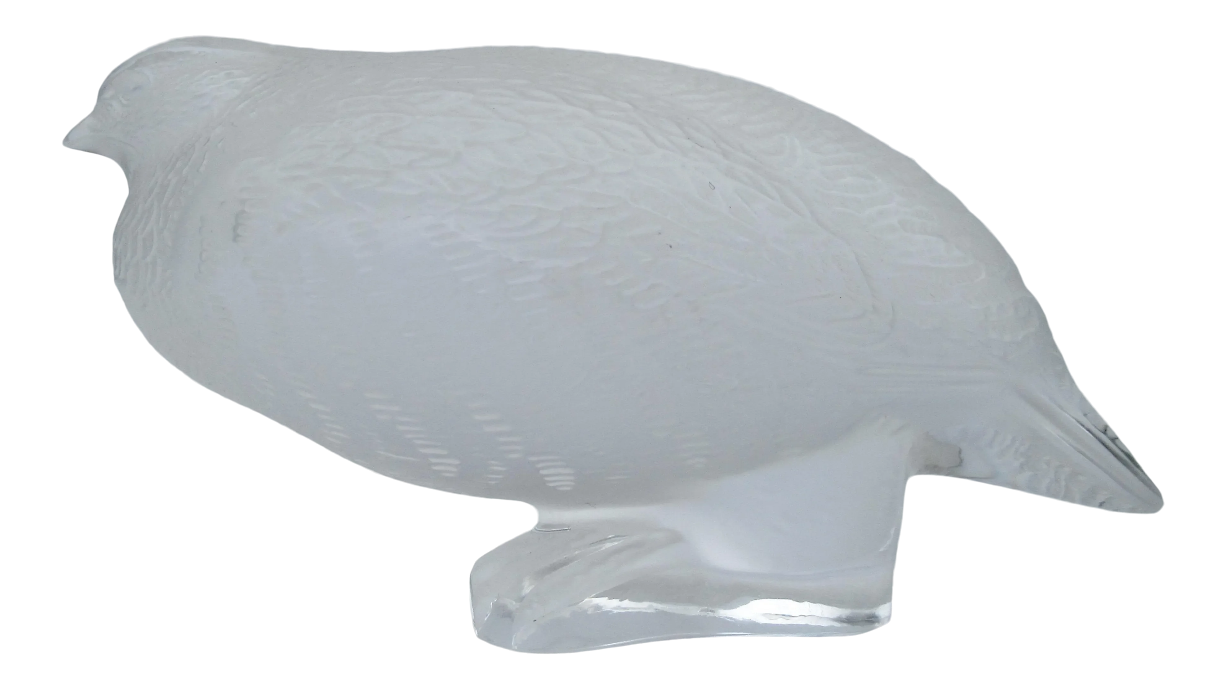 工芸品 VINTAGE LALIQUE Vintage C.1980's French Lalique Signed Crystal Frosted Quail And