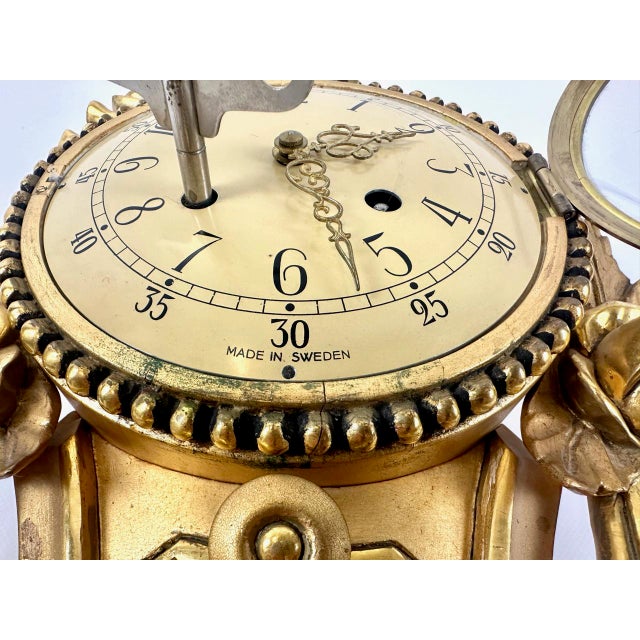 1960s Rococo Swedish Gild Carved Wood Wall Clock from Westerstrand, 1960s For Sale - Image 5 of 14