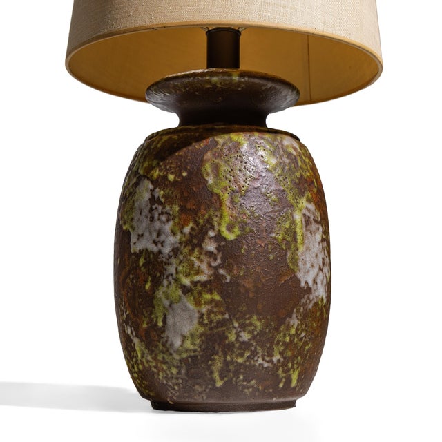 Mid 20th Century Mid Century Drip Glaze Studio Pottery Table Lamp For Sale - Image 5 of 5