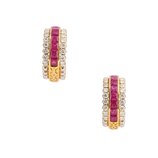 Natural ruby 4.61 & diamond 2.02cts earring in 18k gold For Sale - Image 4 of 18