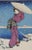 Pair of vintage miniature Japanese woodblock prints of versions of Maiko in the Snow. Tipped onto handmade paper for use...