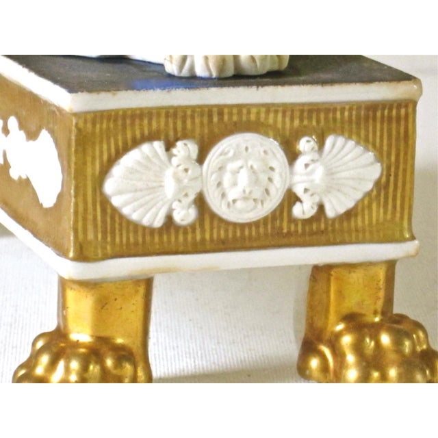 Antique Early 19th Century French Empire Paris Porcelain Corbeille or Basket With Lion Paw Feet Circa 1820 For Sale - Image 10 of 14