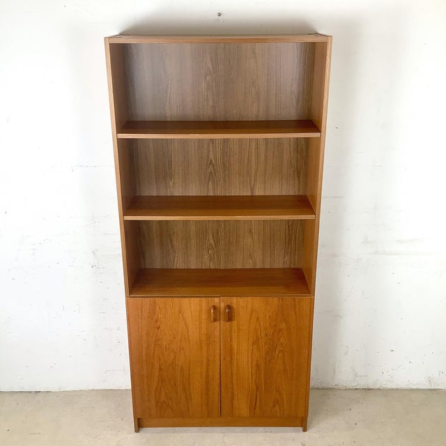 Mid-Century Modern Scandinavian Modern Teak Bookcase Cabinet For Sale - Image 3 of 18
