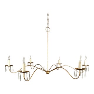 Custom Made "Lucy" Gold Leaf and Crystal Light For Sale