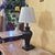 Vintage Traditional Fluted Urn Table Lamp in Antique-Style Carved Wood Look For Sale - Image 11 of 18