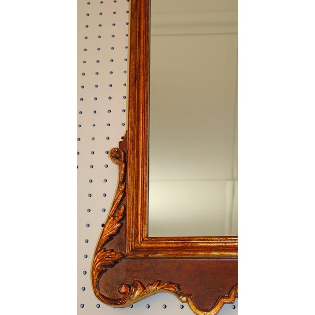 Wood 1980s Labarge Georgian Rococo Style Burl Wood Wall Mirror For Sale - Image 7 of 10