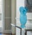 Art Glass Aqua Blue Vase Crescent Clam Lip Fluted Vase For Sale In New York - Image 6 of 17