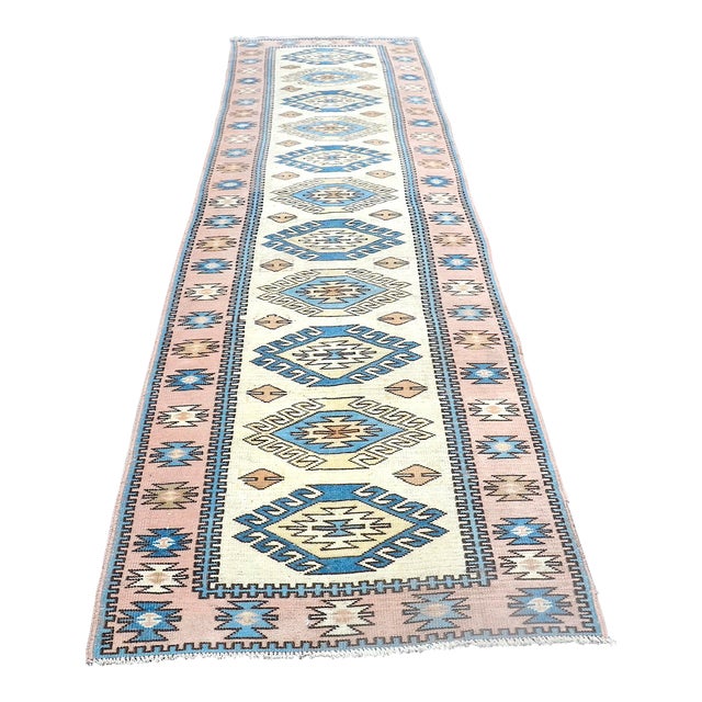 Turkish Vintage Handmade Anatolian Wool Rug For Sale