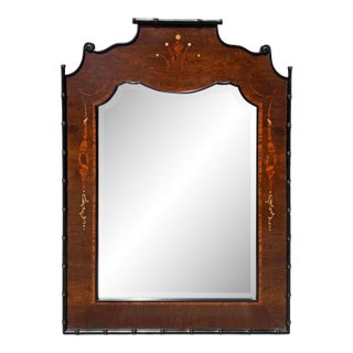 Mahogany Inlaid Georgian Mirror W Ebony Trim For Sale