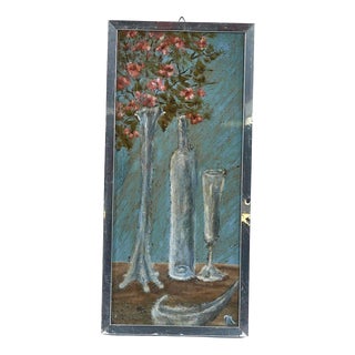 Guido Medici, Composition with Pink Flowers, 1960s, Wood For Sale