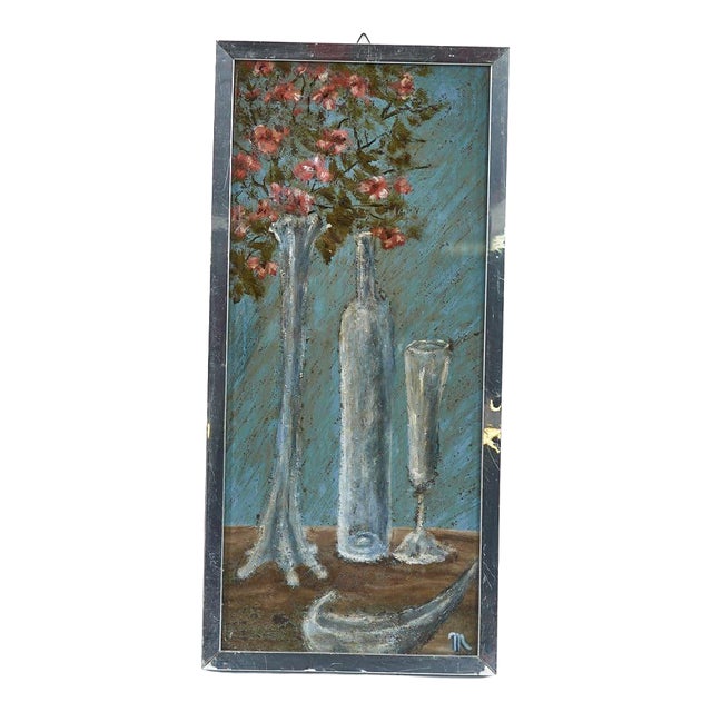 Guido Medici, Composition with Pink Flowers, 1960s, Wood For Sale