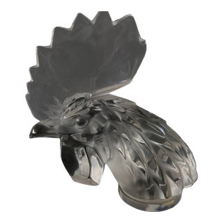 Vintage Lalique Tete De Coq Crystal Rooster Head Signed/ Excellent Condition For Sale