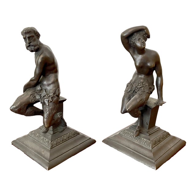 Bronze Figurines of Man and Woman - a Pair For Sale