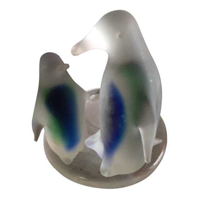 1960s Satin Glass Penguins Candle Holder For Sale