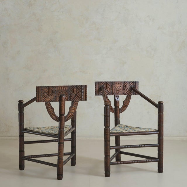 Antique Swedish Oak Corner Chair - 2 Available For Sale In Chicago - Image 6 of 11