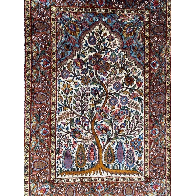 Small Vintage Indian Fine Silk Rug For Sale - Image 14 of 18