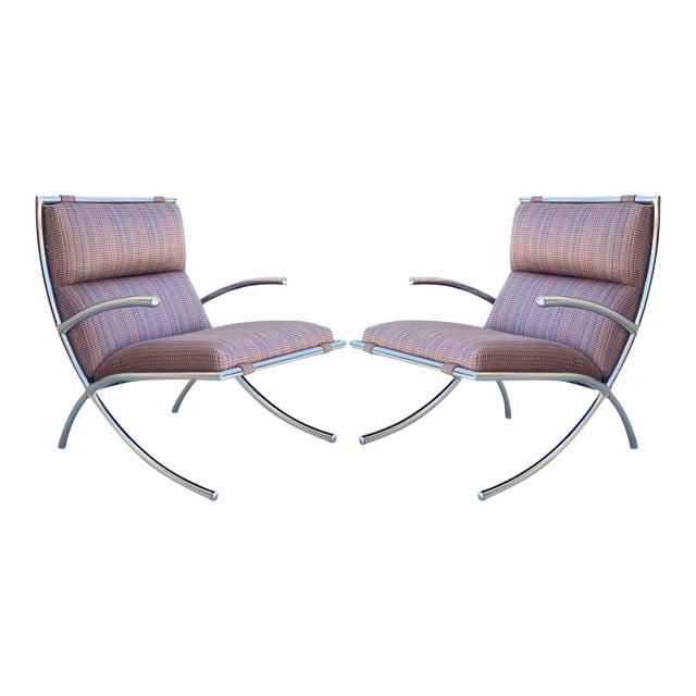 1950s Italian Mid-Century Modern Chrome Lounge Armchairs – a Pair For Sale