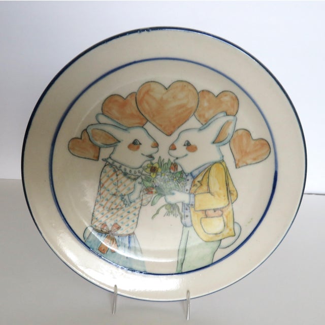 Davila Brodsky Santa Fe Art Pottery 8" Plate Rabbits in Love 1988 VTG Whimsical Excellent like new vintage condition. No...
