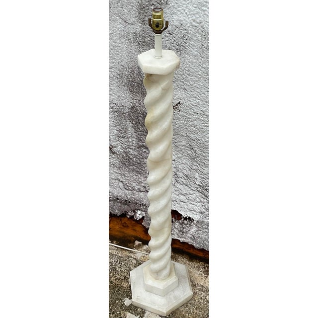 Stone Vintage Boho Alabaster Barley Twist Floor Lamp For Sale - Image 7 of 12