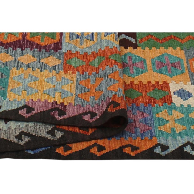 Boho Chic Early 21st Century Caucasian Kilim Rust Brown Wool Rug For Sale - Image 3 of 8