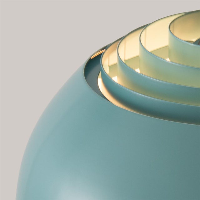 1960s 1960s Morelli Half Dome Arc Wall Sconce - Pool Blue Shade, Modern Satin Nickel, White Steel Shade For Sale - Image 5 of 7