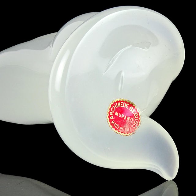 Alabaster Vintage Seguso Murano 1950s Opalescent Alabastro White Italian Art Glass Mid Century Cat Kitten Sculpture For Sale - Image 8 of 10