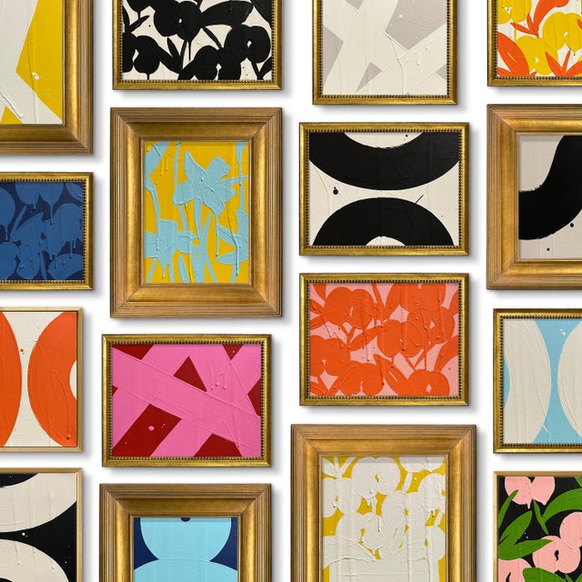 Abstract Ron Giusti Mini Abstract Orange Cream Acrylic Painting For Sale - Image 3 of 5