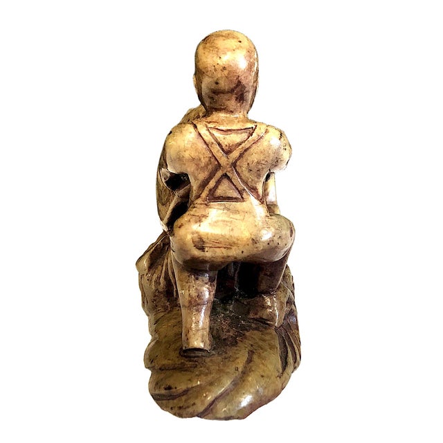 Chinese Stone “Abundance” Sculpture of Young Boy & Carp For Sale - Image 4 of 7