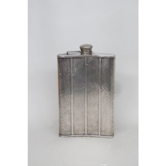 Traditional Evans Early 1900s Monogrammed Whiskey Hip Flask Evans Nickel Silver 4714b For Sale - Image 3 of 15