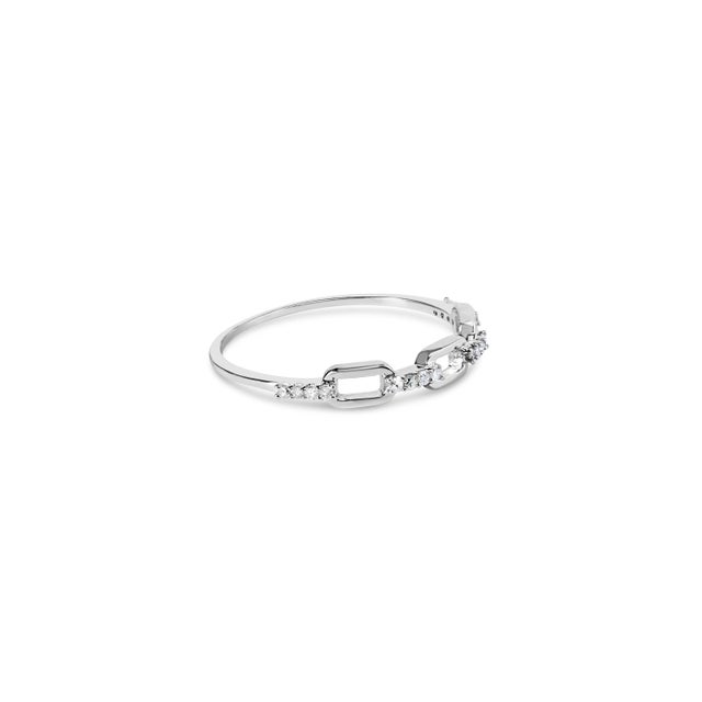 Introducing our stunning .925 Sterling Silver Diamond Accent Paperclip Band Ring. Crafted with precision, this fashion...