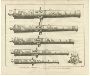 Ornate French Cannons, 1770, Engraving