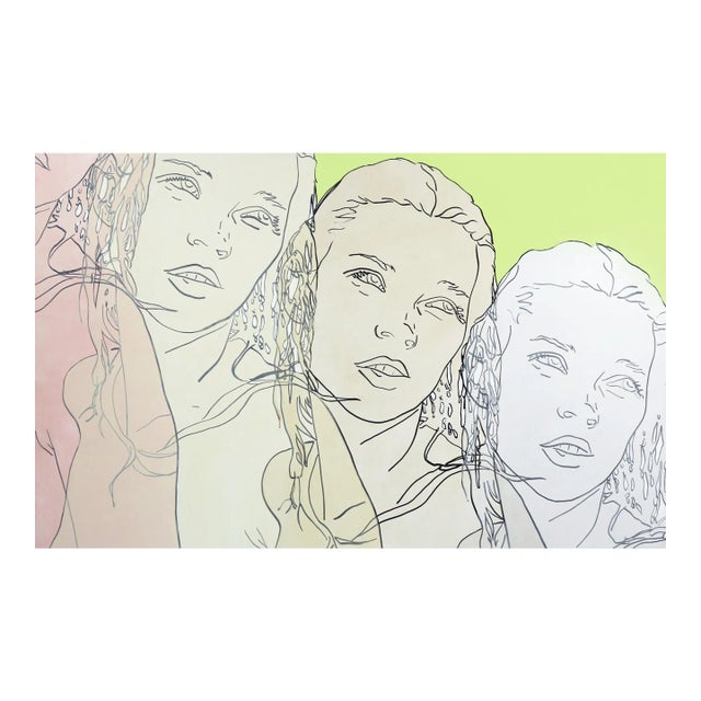 Untitled (Green, Pink, Ivory, Pearl Kate) - Original Figurative Artwork for Sale on Canvas by Hilary Bond For Sale