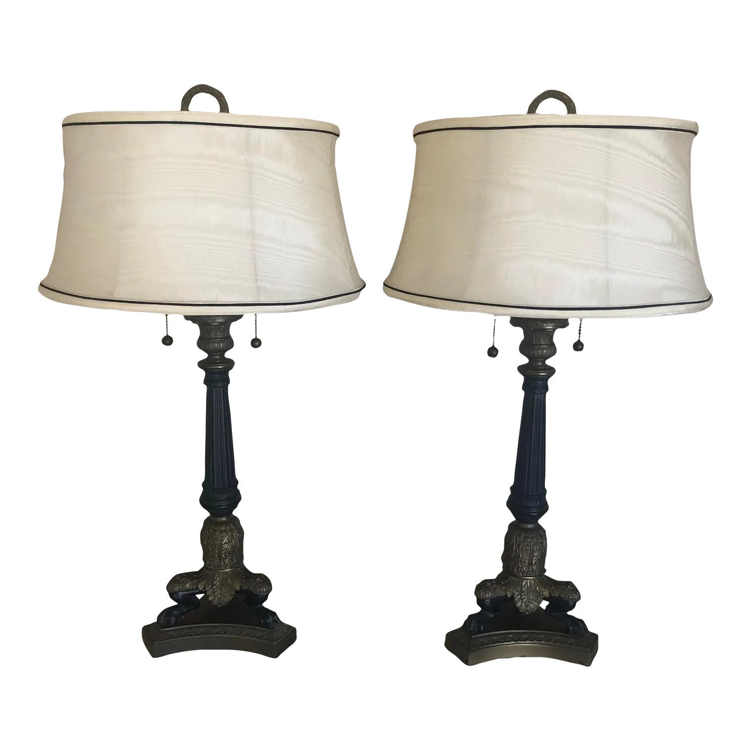 1990s Ethan Allen Bronze Empire Lion Table Lamps a Pair Chairish