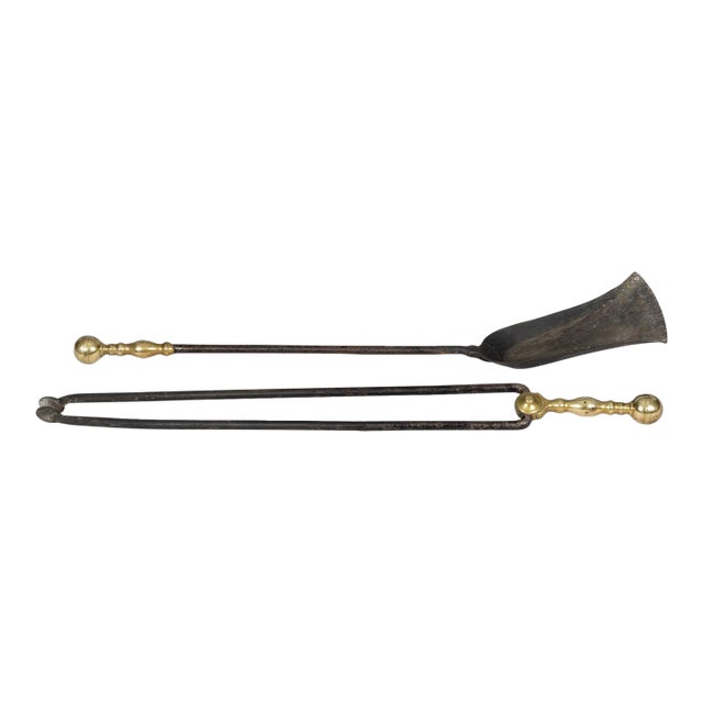 Pair Fireplace Tools-Shovel and Tongs For Sale