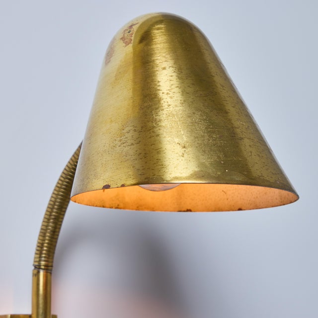 Brass 1950s Jacques Biny Brass Articulating Wall Lamp For Sale - Image 8 of 12