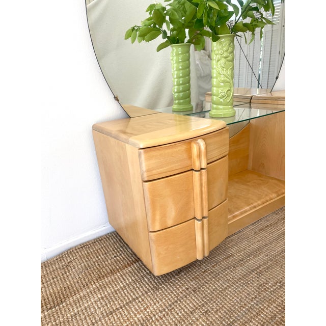 Vintage 1930s Heywood Wakefield Airflow Vanity Dressing Table Art Deco / Mid Century Modern Style For Sale In Palm Springs - Image 6 of 18