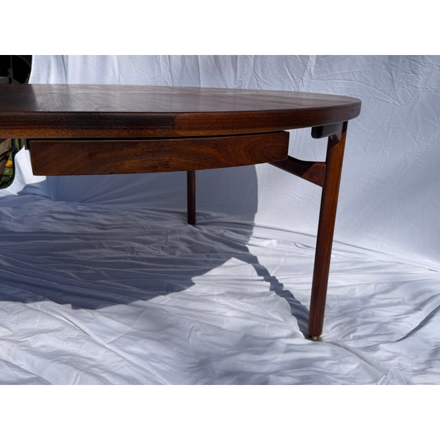 1970s Jens Risom Mid Century Modern Circular Table With Three Drawers 63" For Sale - Image 11 of 17