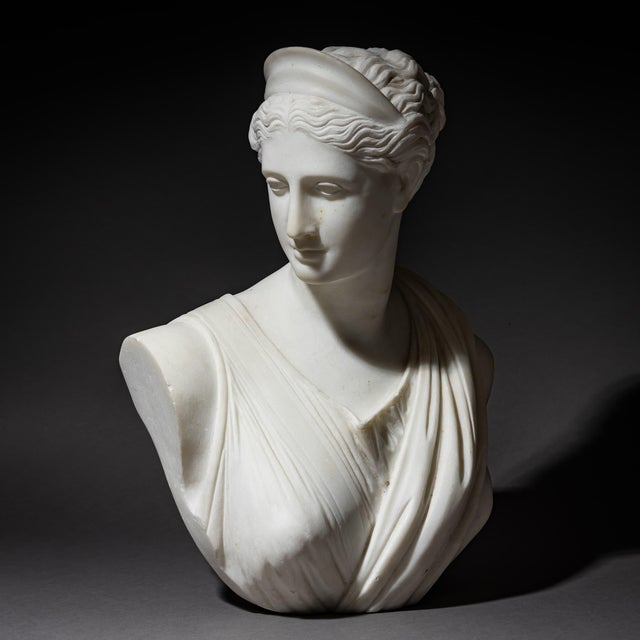 Large Grand Tour marble bust of the goddess Diana, after the ancient Roman original from the 1st/2nd century AD, today...