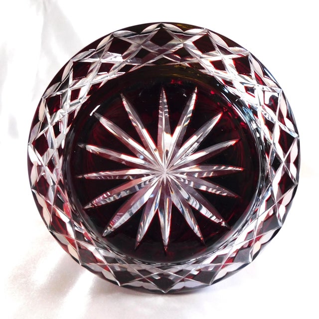 Glass 1940s Red Cut to Clear Decanter For Sale - Image 7 of 7