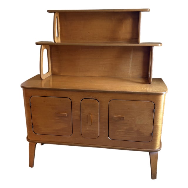 Herbert Von Thaden for Thaden-Jordan Furniture — 1940s Bentwood Sideboard With Two-Tier Hutch For Sale