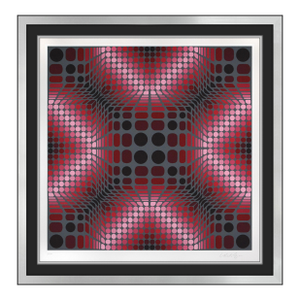 Late 20th Century Boulonss Geometric Abstract Red Silkscreen Victor Vasarely
