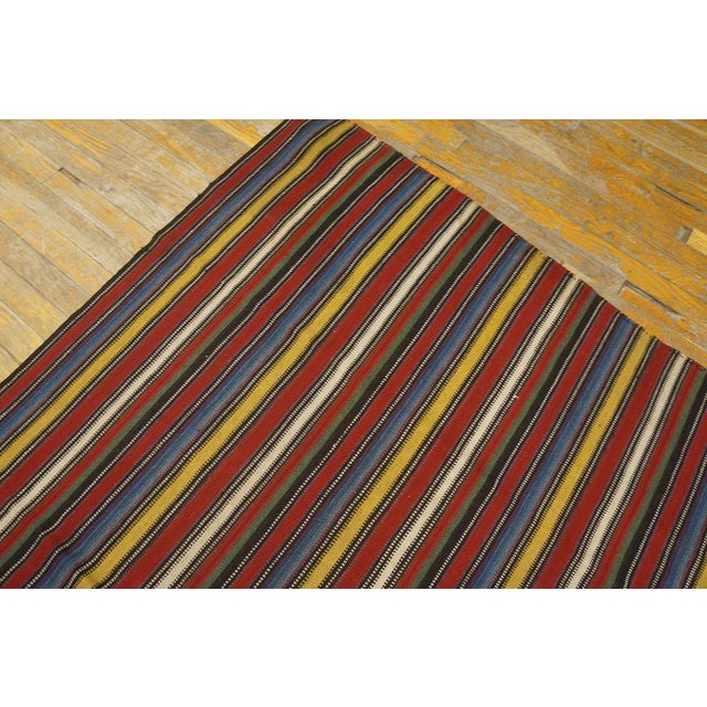 1900s Multicolor Striple Kilim Antique n.w. Persian Flat-Weave Rug 6' X 6'6" Wool Carpet For Sale - Image 4 of 6