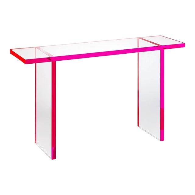 Acrylic Pink-Transparent Console Table For Sale