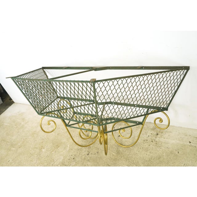 French 1940s French Green & Gold Wrought Iron Console Base For Sale - Image 3 of 11