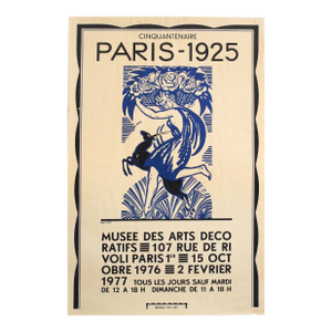1976 French Art Deco Exhibition Poster, Cinquantenaire Paris 1925 (Blue) - Bonfils