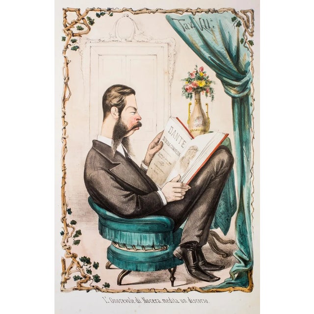 L'Onorevole Di Nocera Medita Un Discorso - Lithograph by A. Maganaro - 1870s 1870s For Sale