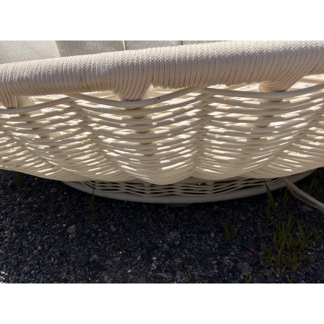 Modern Round Wicker Outdoor Patio Daybed With Sunbrella Pillows Dedon For Sale - Image 10 of 12